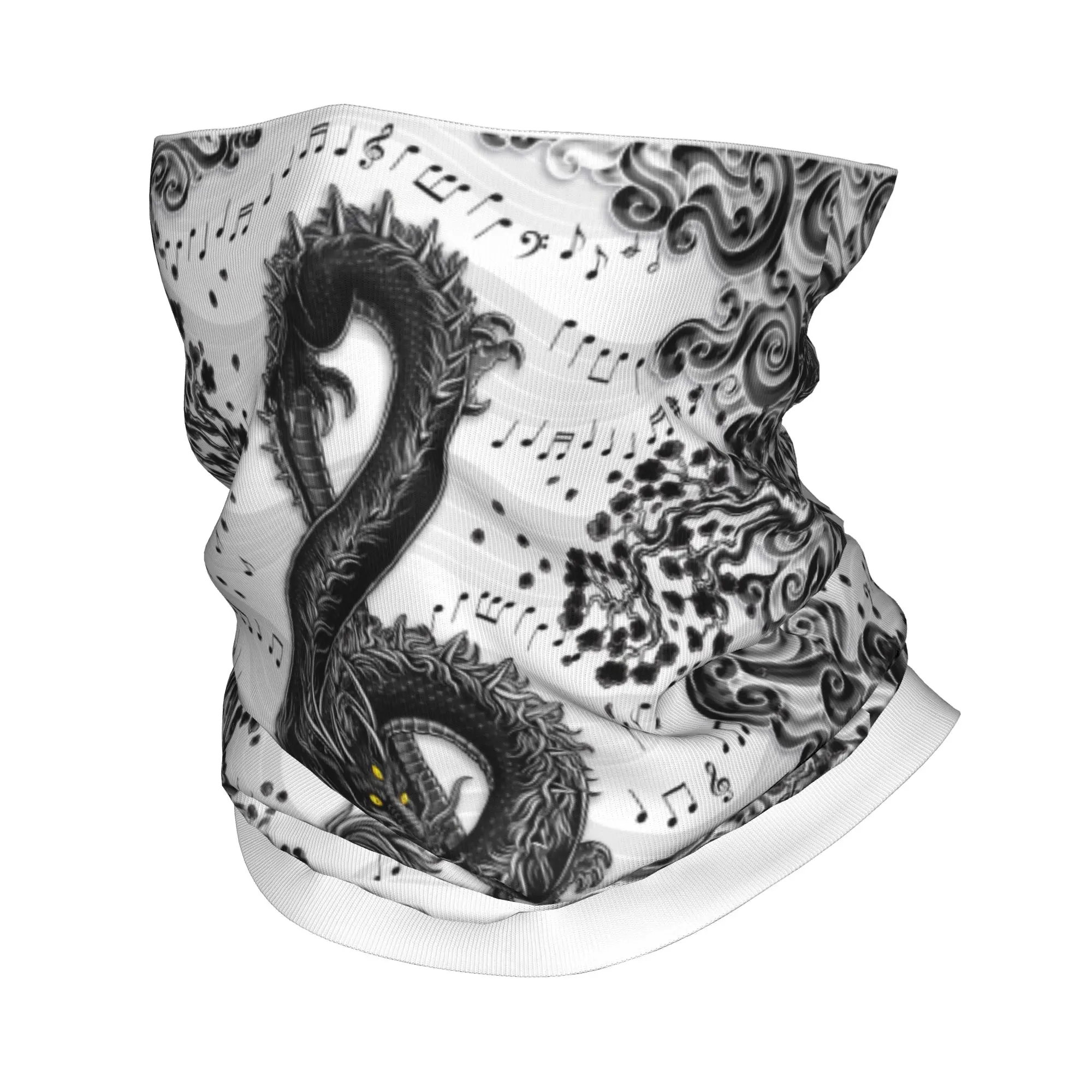 Custom Treble Clef Music Dragon Art Winter Headband Neck Warmer Men Women Hiking Camping Tube Scarf Asian Tradition Tattoo Face
