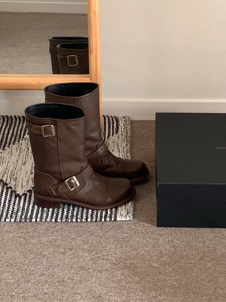 

Howus Boots Women's Knee-high Faion Boots Leather Knight Boots Mid-calf Ultra-fine Fiber Lined Rubber Outsole