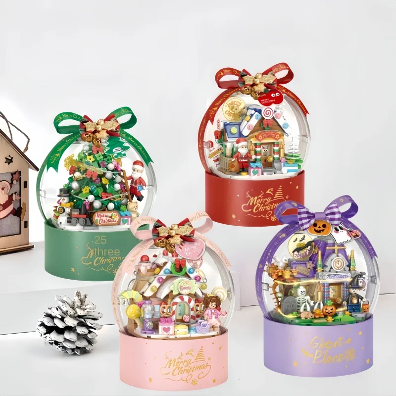 

KNEW BUILT светодиодный рождественский подарок, мини-строительные блоки, игрушки-Дед Мороз, рождественская елка для вечеринки, простая сборка, декор своими руками, любовники ребенка