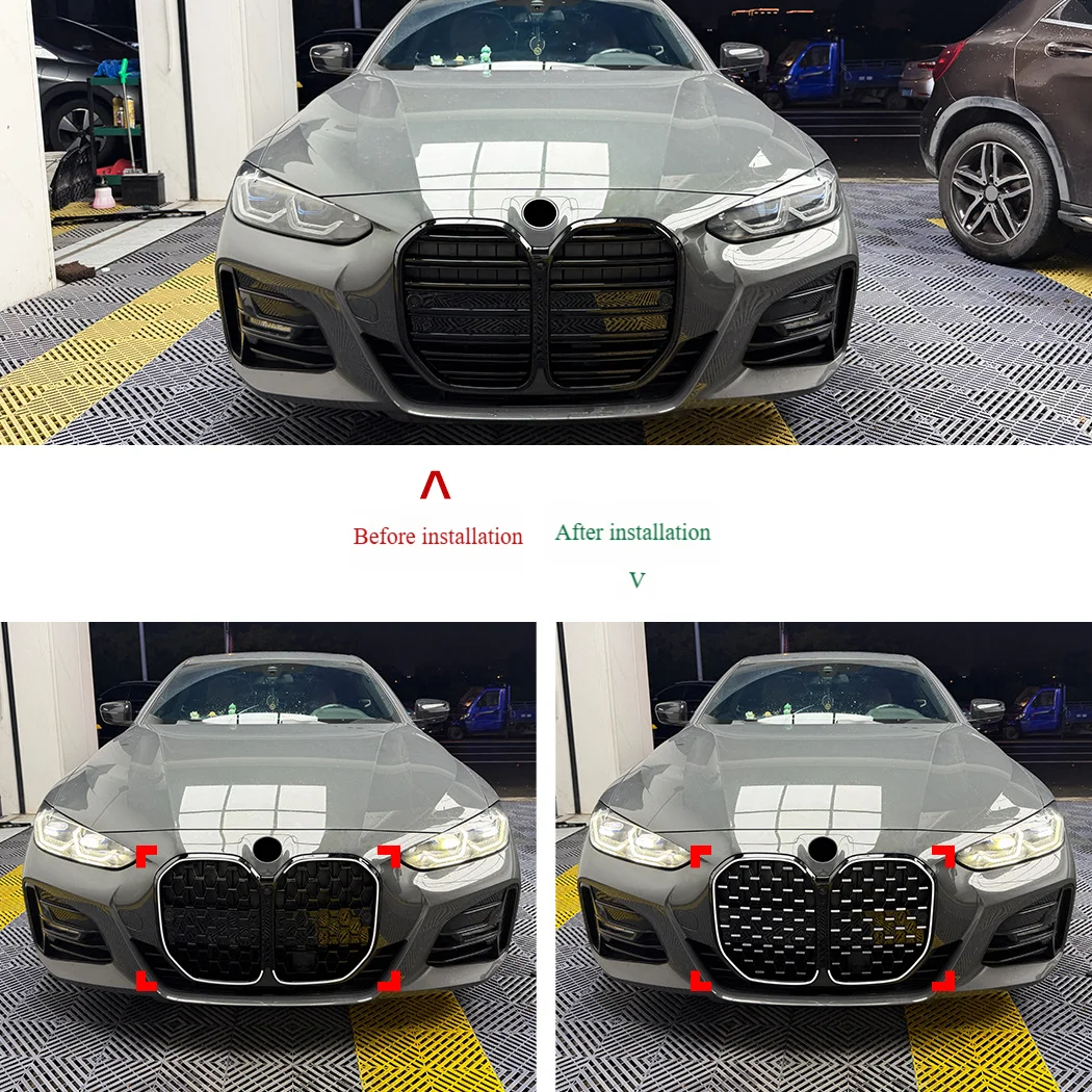 For BMW 4 Series G22 G23 2020+ Star-shaped LED with lighting air intake grille front grille Bumper Racing Grill Accessories