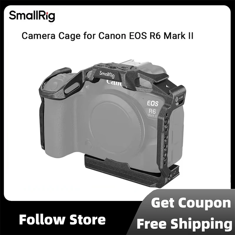 SmallRig “Black Mamba”Lightweight Camera Cage for Canon EOS R6 Mark II with Multiple Mounting Points for Handle, LED,Microphone