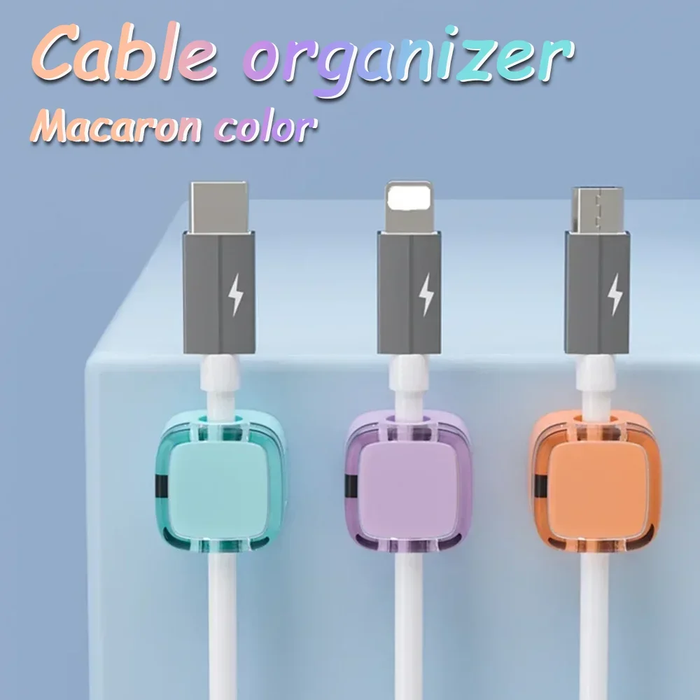 New Macron Colorful Magnetic Clip Cable Smooth Adjustable Acrylic Universal Cable Winder Under Desk Management Wire Keeper Cable