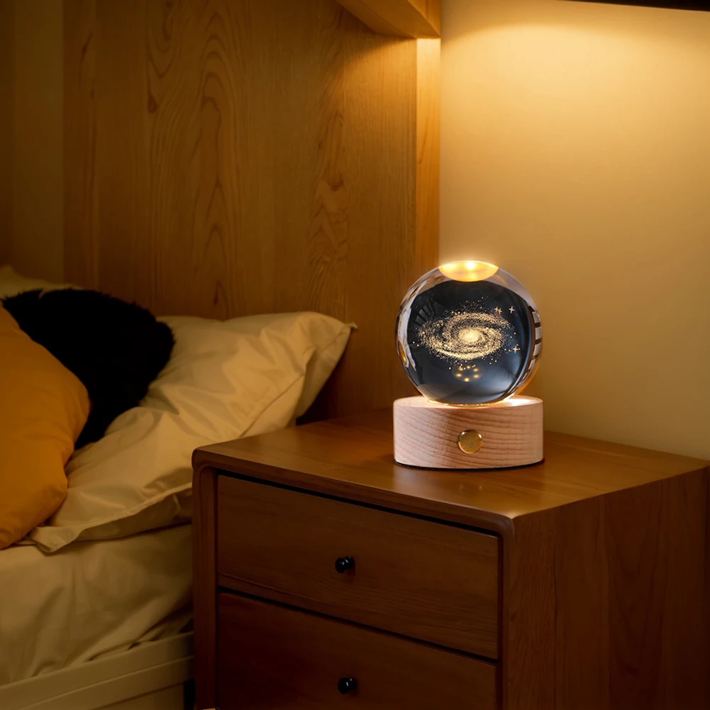 Crystal Ball Lamp Nightstand Lamp Outer Space Bedside Lamp Desk Lamp Birthday Gift for Teens Boys for Home Bedroom Decoration