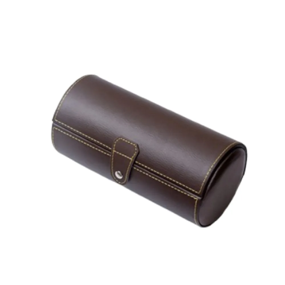 

Portable Watch Roll Travel Case Vintage Cylindrical Watch Display Box PU Leather Compact Wristwatch Holder Antique Collection