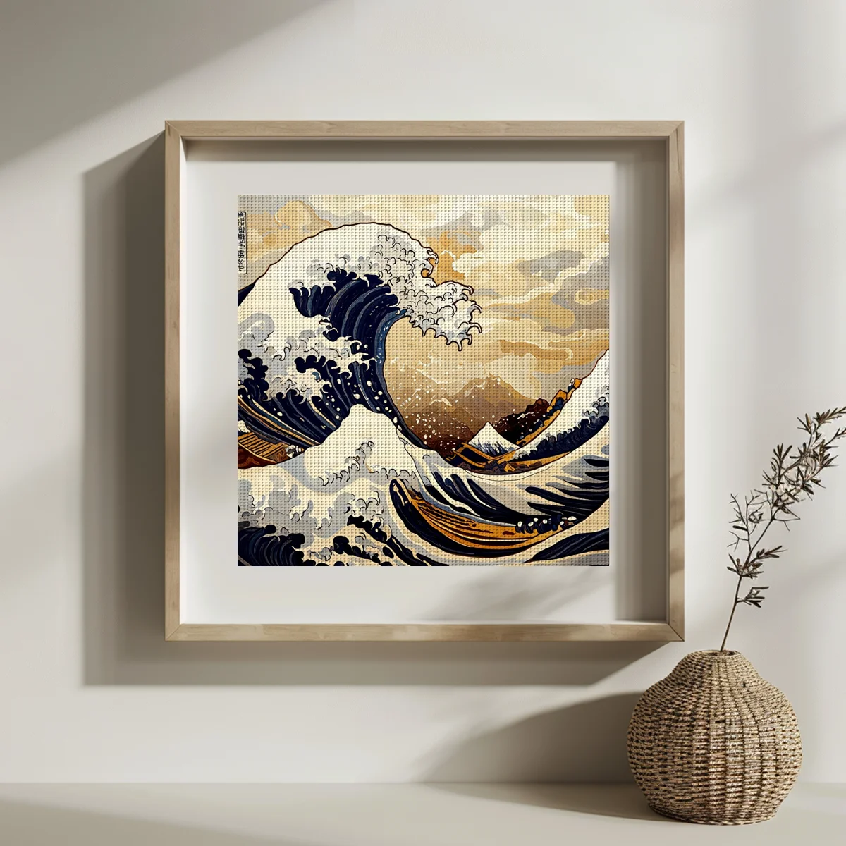 1pc 30X30CM/11.8inch Wave Stamped Cross Stitch Kit DIY Kit 11CT/14CT DIY Embroidered Set DIY Cross-Stitch Set Joy Sunday