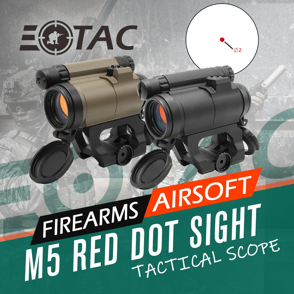 

Tactical Red Dot Sight M5 Reflex Sight 1X22mm 2MOA With LRP 1.54"/1.93" QD Mount For Airsoft Hunting