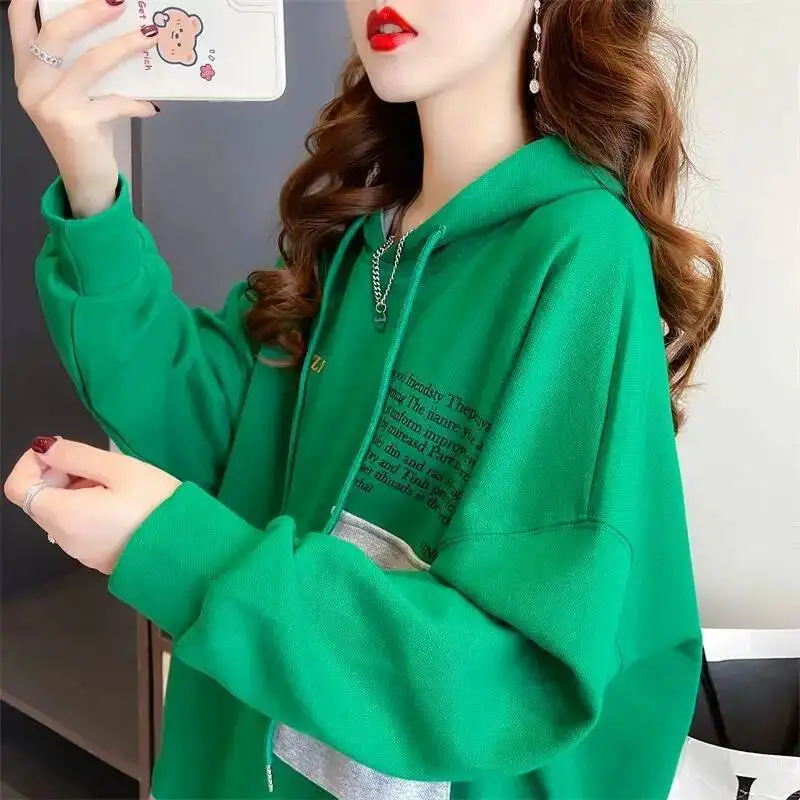 

New In Printed Pocket Hoodies Sweatshirt For Women Aesthetic Dropshiping Casual Haruku Fashion Woman Hooded Tops On Promotion