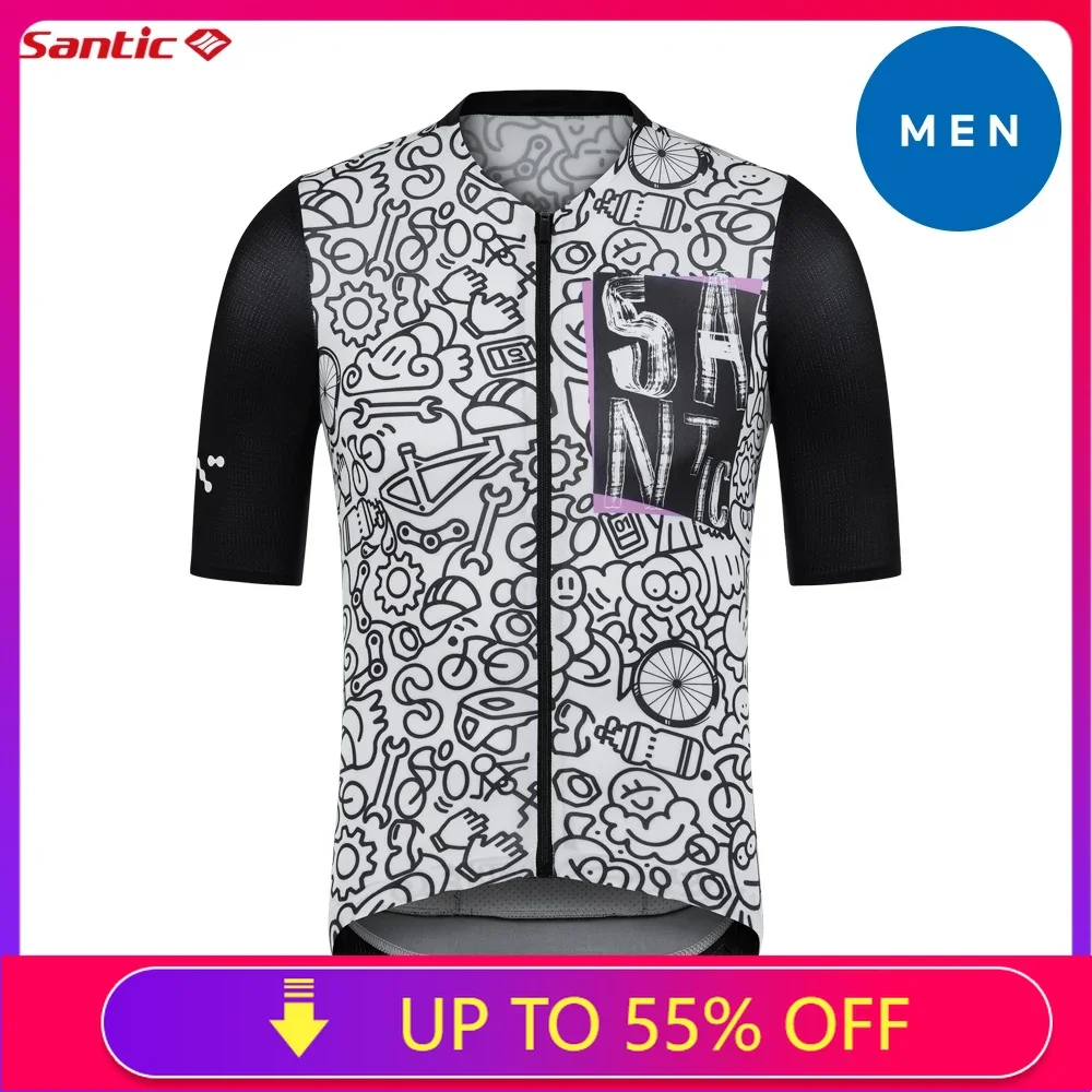 Santic Cycling Jerseys Summer Breathable Short Sleeve Top Couple Style Slim Fit Road Bicycle Sunscreen Quick Drying WZ24C02235