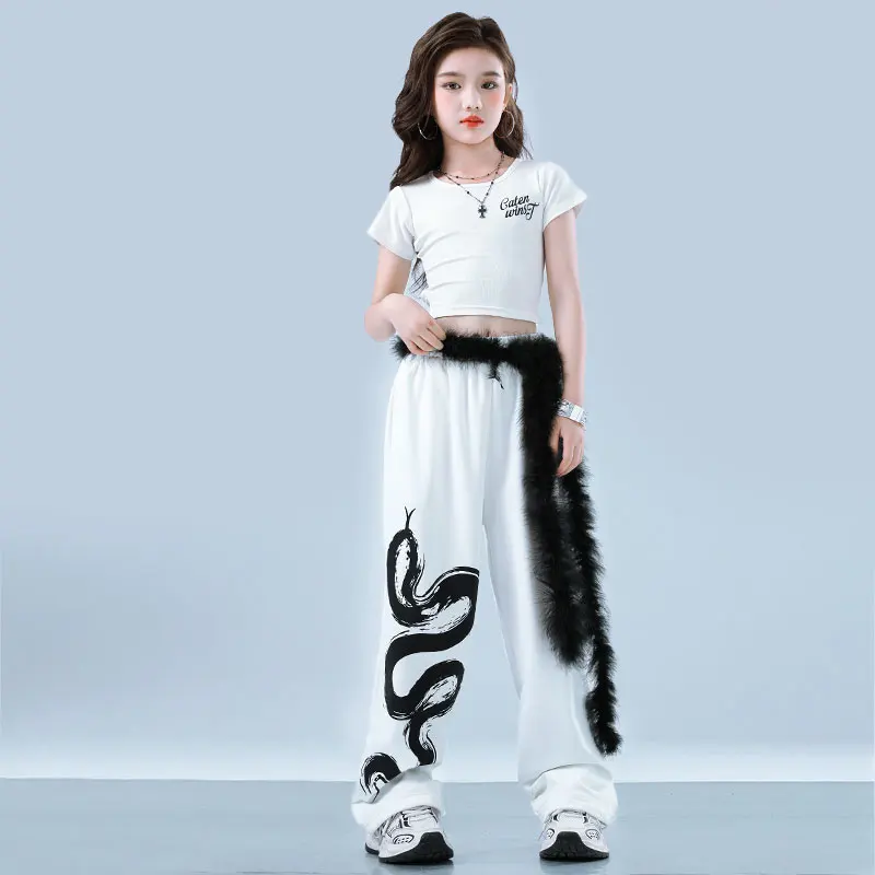 Mädchen K-pop Kleidung Crop Tops Sweat Hosen Street Dance Jogger Kinder Hip Hop Streetwear Kind Jazz Mädchen Gruppe kleidung Sets
