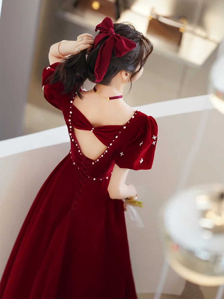 

Ele Red Wedding Dr Simple Design Perfect for Engagement And Bridal Return Wedding Ceremony Long Evening Gown