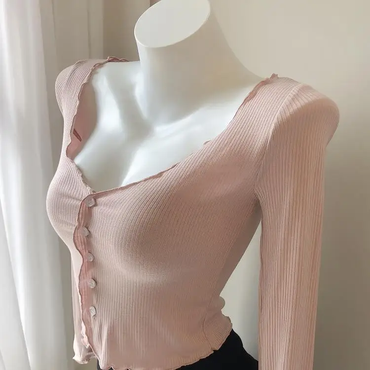 

Chic Short Sleeveless V-neck Women's Outerwear Elastic Sun Protection Long Sleeve Short Coat Slim Fit Cardigan Spring 2024
