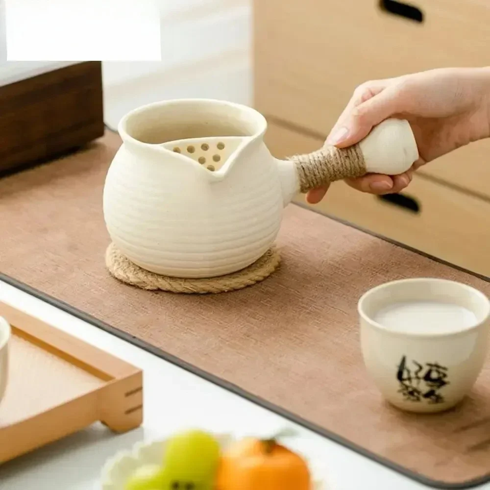 Pot Tea Maker Round The Stove to Cook Roast Tea in Winter White Mud Boiled Teapot Kettle Small Tea Tray Outdoor Bubble Teaset