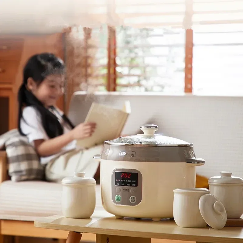 Bear Stew Electric Stew Pot Ceramic Automatic Household Intelligent Electric Stew Cooker Porridge Soup Pot 2.5L Slow Cooker