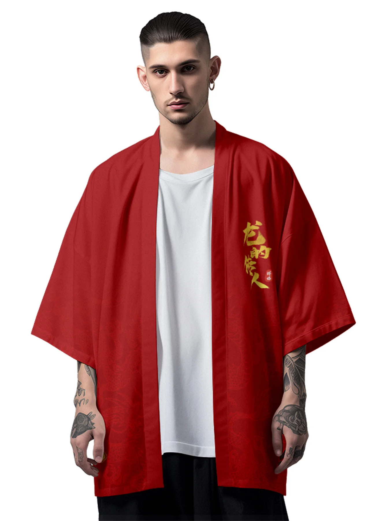 Summer Samurai Kimono Cosplay Lucky Letter Dragon Haori Traditional Kimono Japanese Fashion Yukata Men Shirt Robe Cardigan