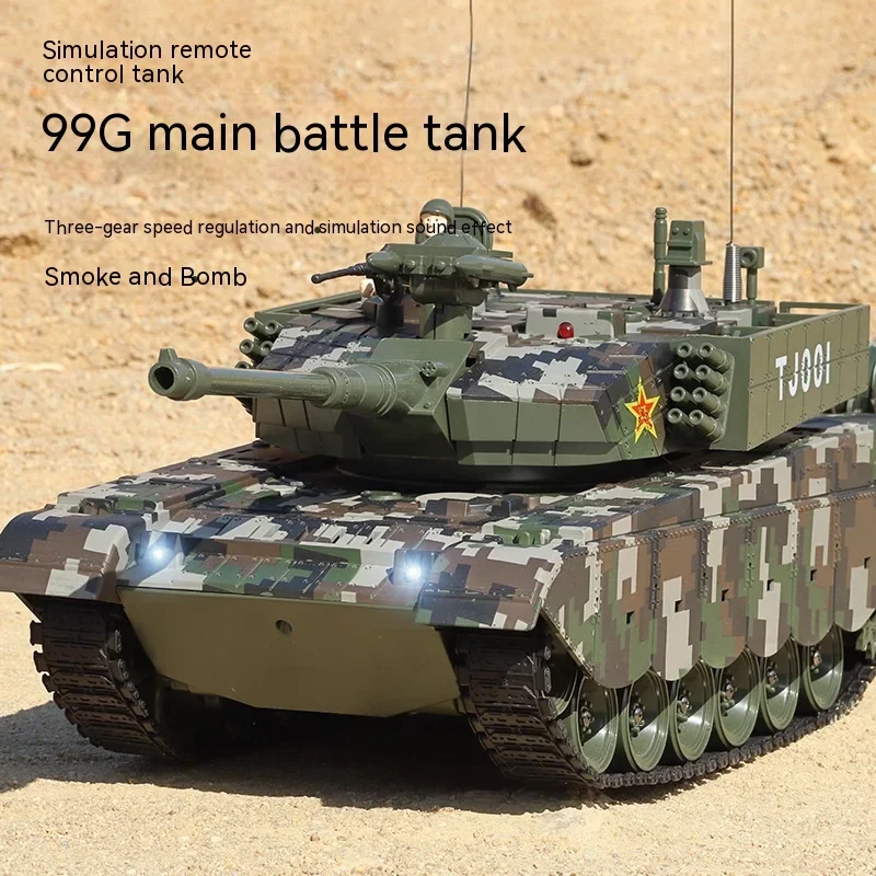 

Combat Remote Control Tank Alloy Track Type Launcheable Bullet Water Bomb Vehicle Will Smoke Boy Toy