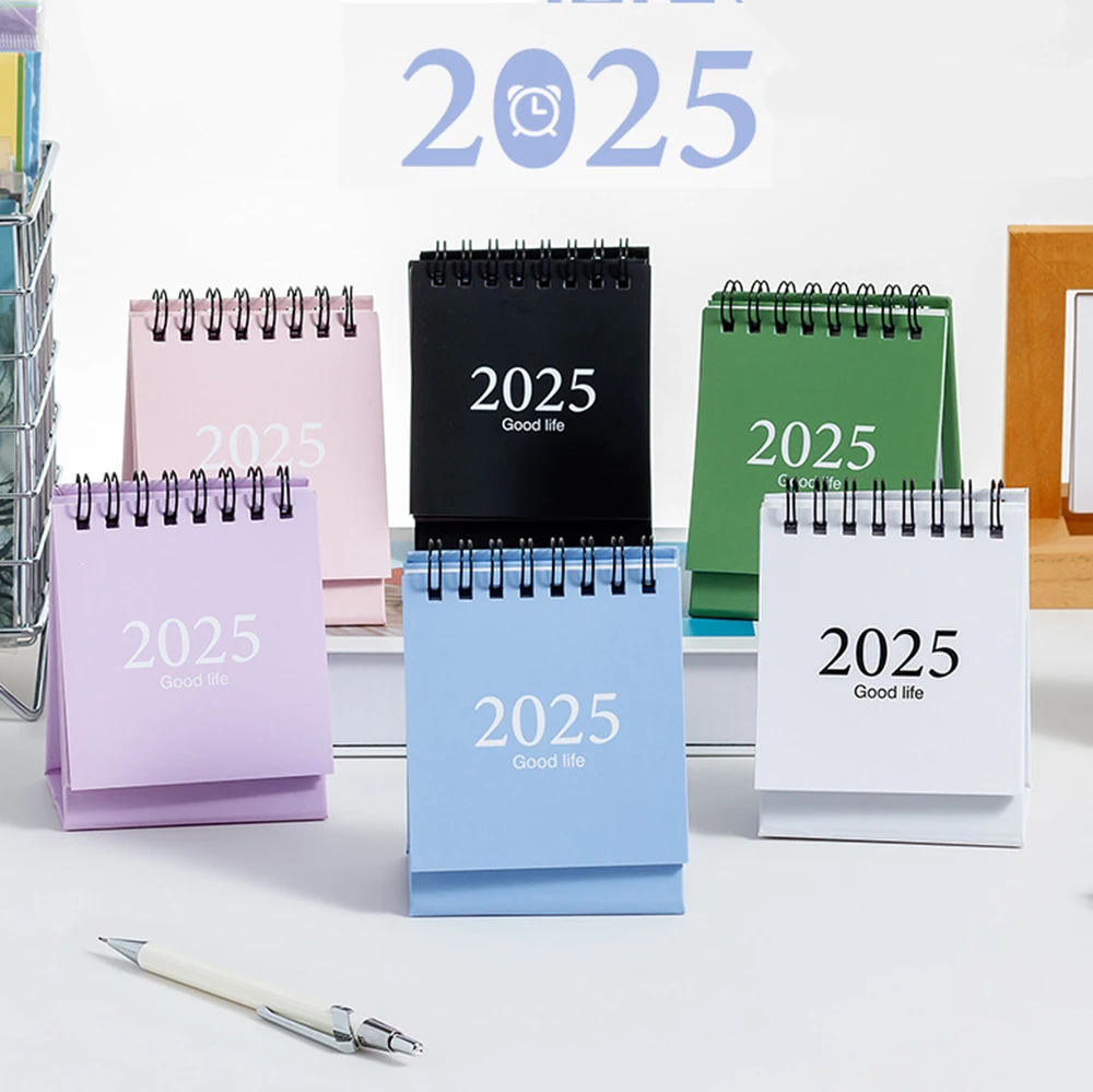 Mini calendrier de bureau créatif pour étudiants, calendrier à bobine portable, bloc-notes de licence, mémo, papeterie, petit bureau, 2025