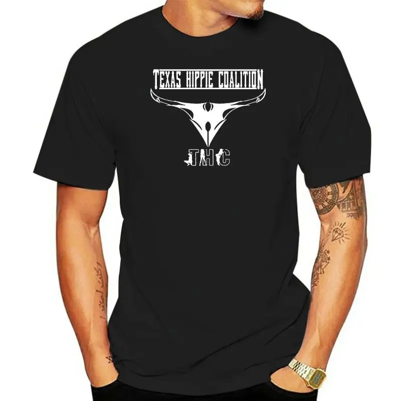 SF Men's Texas Hippie Coalition THC Band Logo Cotton Short Sleeve T-shirt