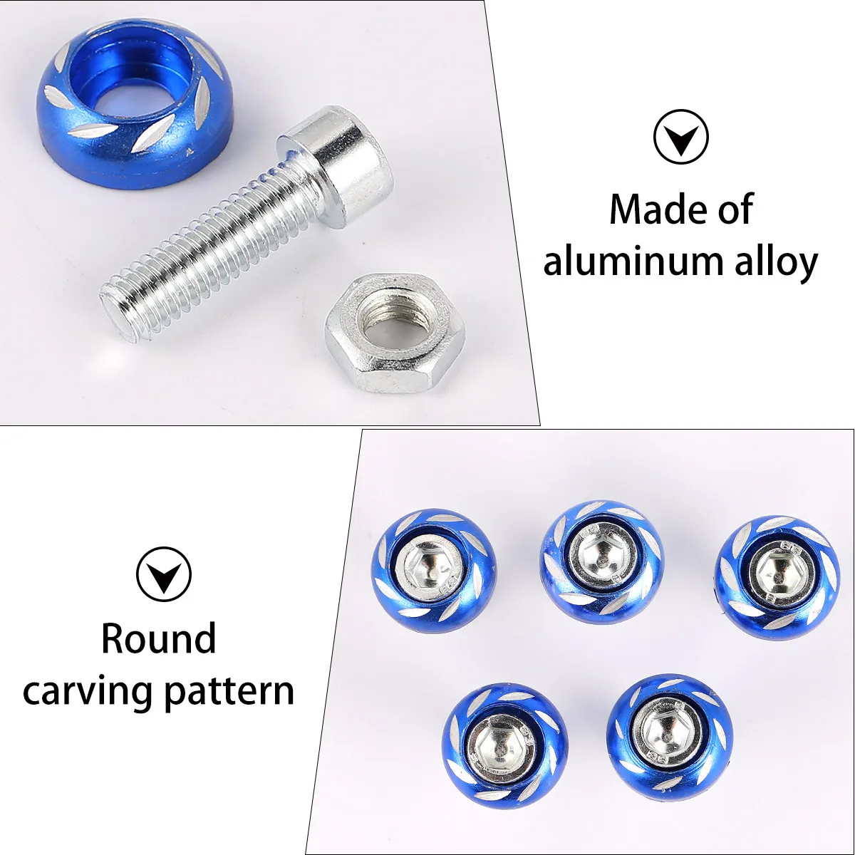 20Pcs Decorative Aluminum Alloy Motorbike Screws License Plate Fixation Motorcycle Modified Parts Electrocar Accessories