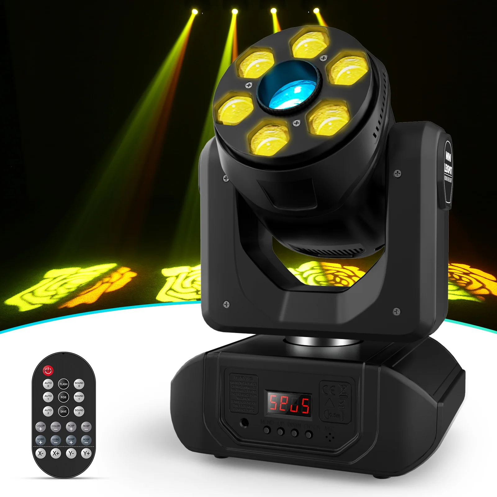 New LED DJ Dyed Moving Head Lights 60W Bee Eye Pattern Colorful Intelligent Remote Control KTV Party Wedding Bar DMX Stage Light