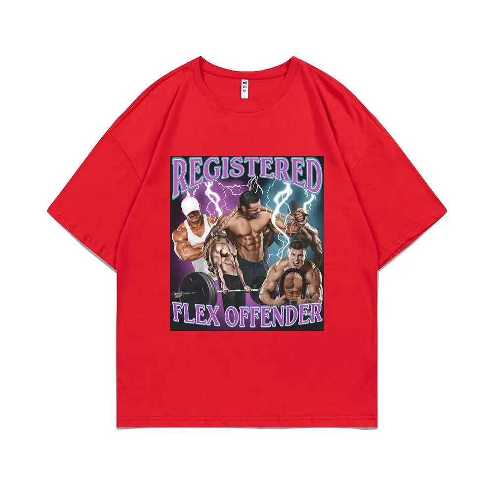 Registered Flex Offender Funny Print T Shirt Men Round Neck Short Sleeve Polyester Quick Dry Breathable Loose Oversized Tops