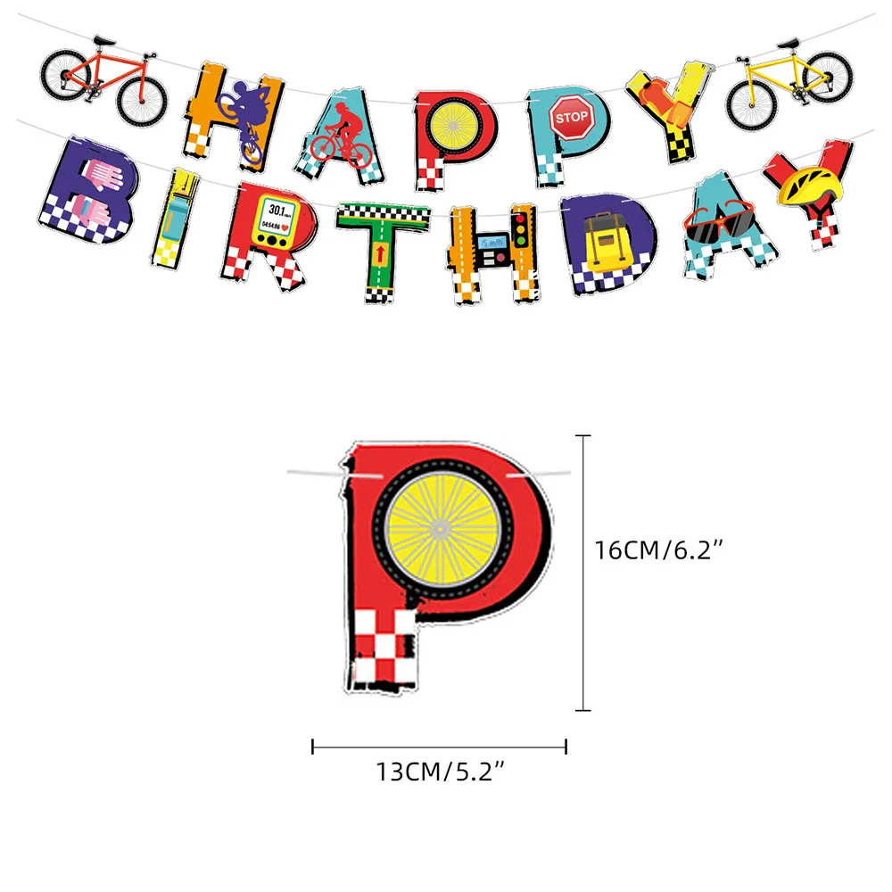 Fahrrad-Geburtstagsparty-Dekorationen, Fahrrad-Latex-Luftballons für Kinder, Geburtstag, Babyparty, Hochzeitstorte, Topper, Banner, Partyzubehör – Detail 9