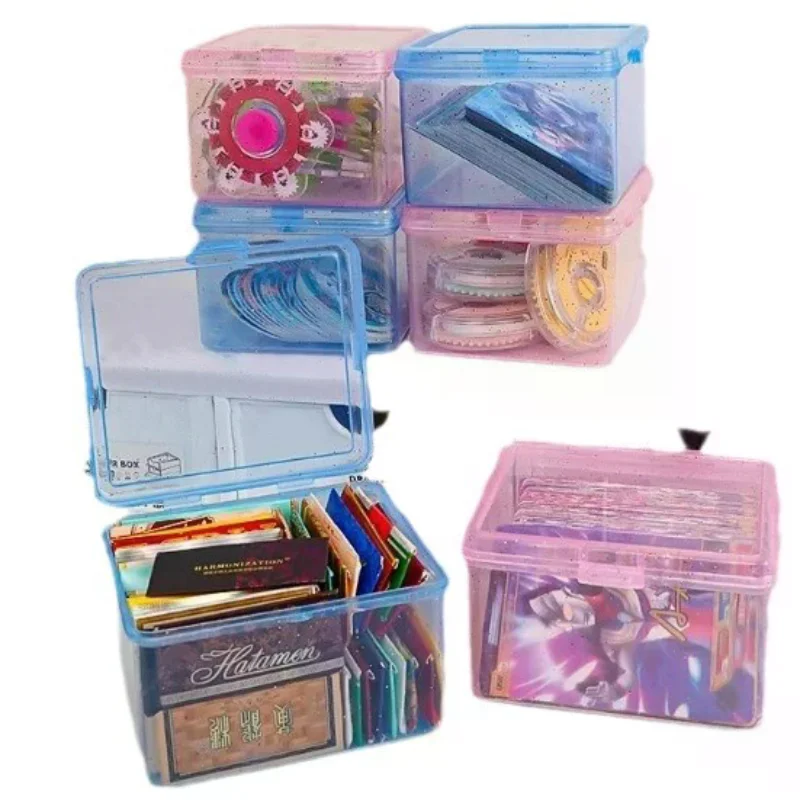 New Transparent Plastic Storage Box Photocards Small Card Storage Box Desk Organizer Box Classification Box Stationery