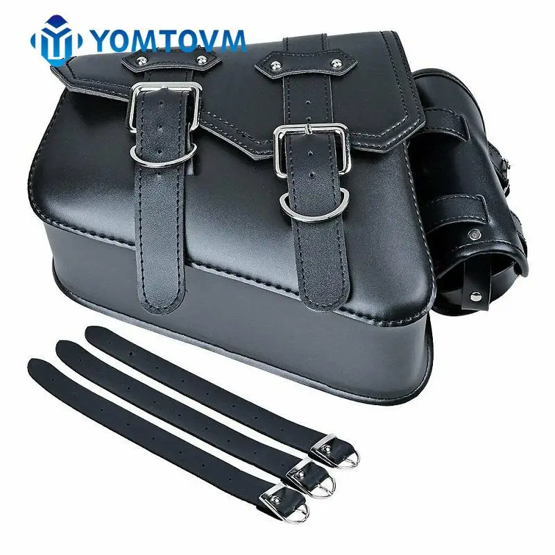 

Black PU Leather Solo Saddle Luggage Bag with Mounting Straps Motorcycle Saddlebag For Harley Davidson Sportster XL883 XL1200