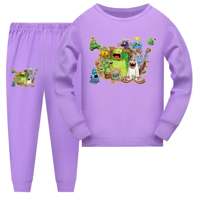 Vestiti per ragazzi il mio mostro che canta Pigiama per bambini Pantaloni Set Indumenti da notte per cartoni animati Pigiama per bambini per ragazze Completi per bambini Pigiama