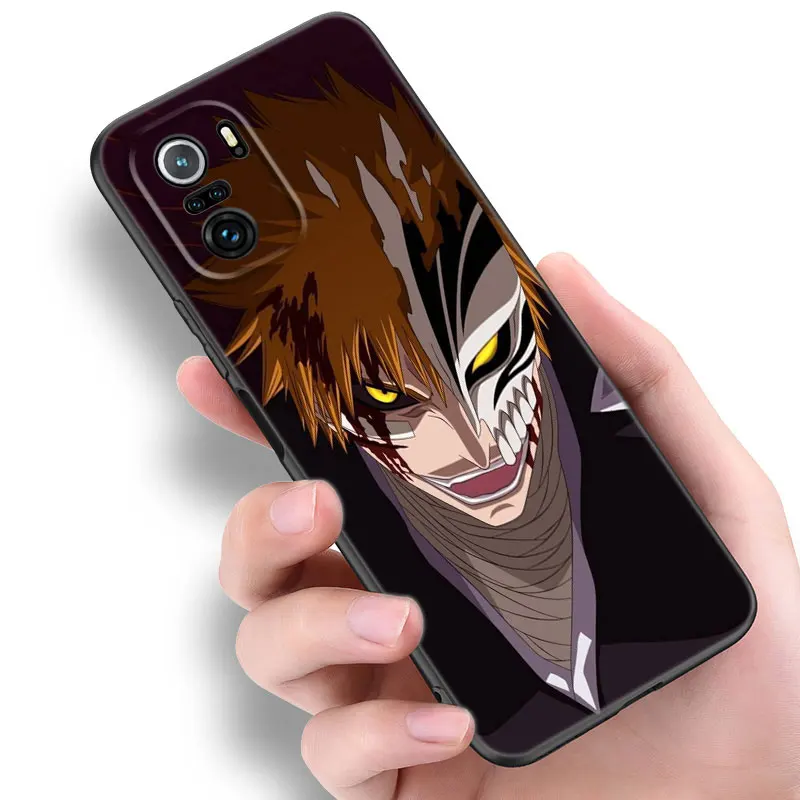 Anime Bleach ichigo Kurosaki Phone Case For Xiaomi POCO X3 X4 NFC F5 M2 M3 M4 M6 X5 Pro F3 F4 GT 5G C31 C55 M5S Black Cover