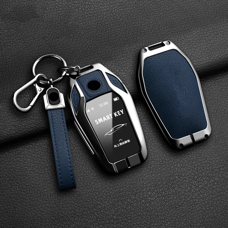 New Auto Alloy Sheepskin Car Key Case For BMW 7 Series 730 740 535L E6 Series X3 X 5 X7 LED Smart Remote Control Auto Keychain
