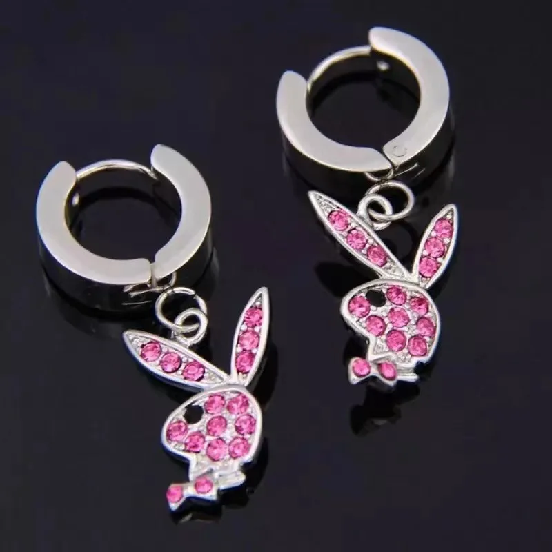 

2025 New Rabbit Rhinestones Drop Earring for Girls Birthday Charm Bunny Earrings Jewelry Cute Animal Design Accessory Gifts