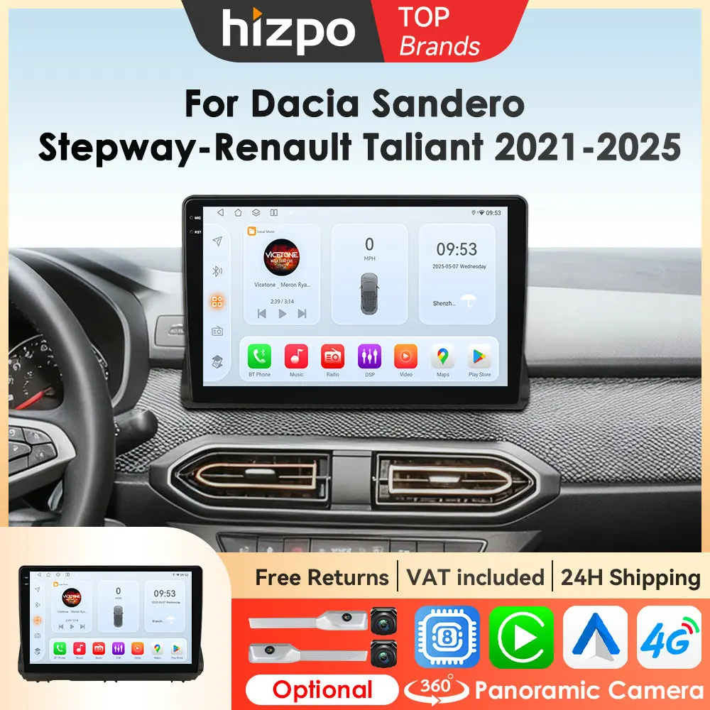 Image of Hizpo Android Auto für Dacia Sandero Stepway für Renault Taliant 2 2021-2025 QLED Stereo Autoradio Multimedia-Videoplayer GPS 4G CarPlay