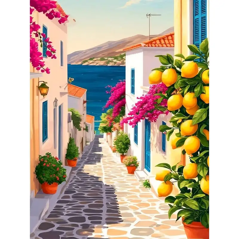 

GATYZTORY Paint By Number Town Landscape Pictures By Number Drawing On Canvas HandPainted Art Gift Kit DIY Home Decoration