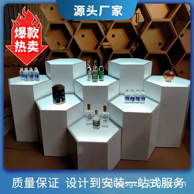 Paint drone floor square toilet polygon special-shaped technology booth hexagonal hexagonal luminous display stand