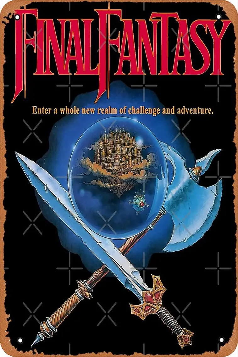 1p,Wall Decor Sign - Final Fantasy 1 NES Classic Art Poster -  Inch Vintage Look Metal Sign,Bar, Man CAVE Art Decoration
