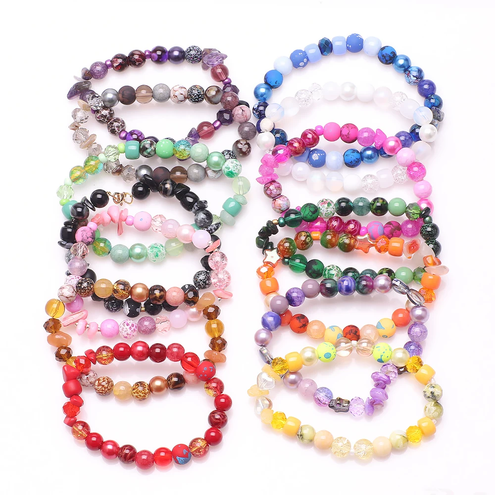 200Pcs/Box 8mm Gradient Glass Beads Loose Spacer Round Beads For DIY Making Jewelry Handmade Bracelet Necklace Earing Craft Kit