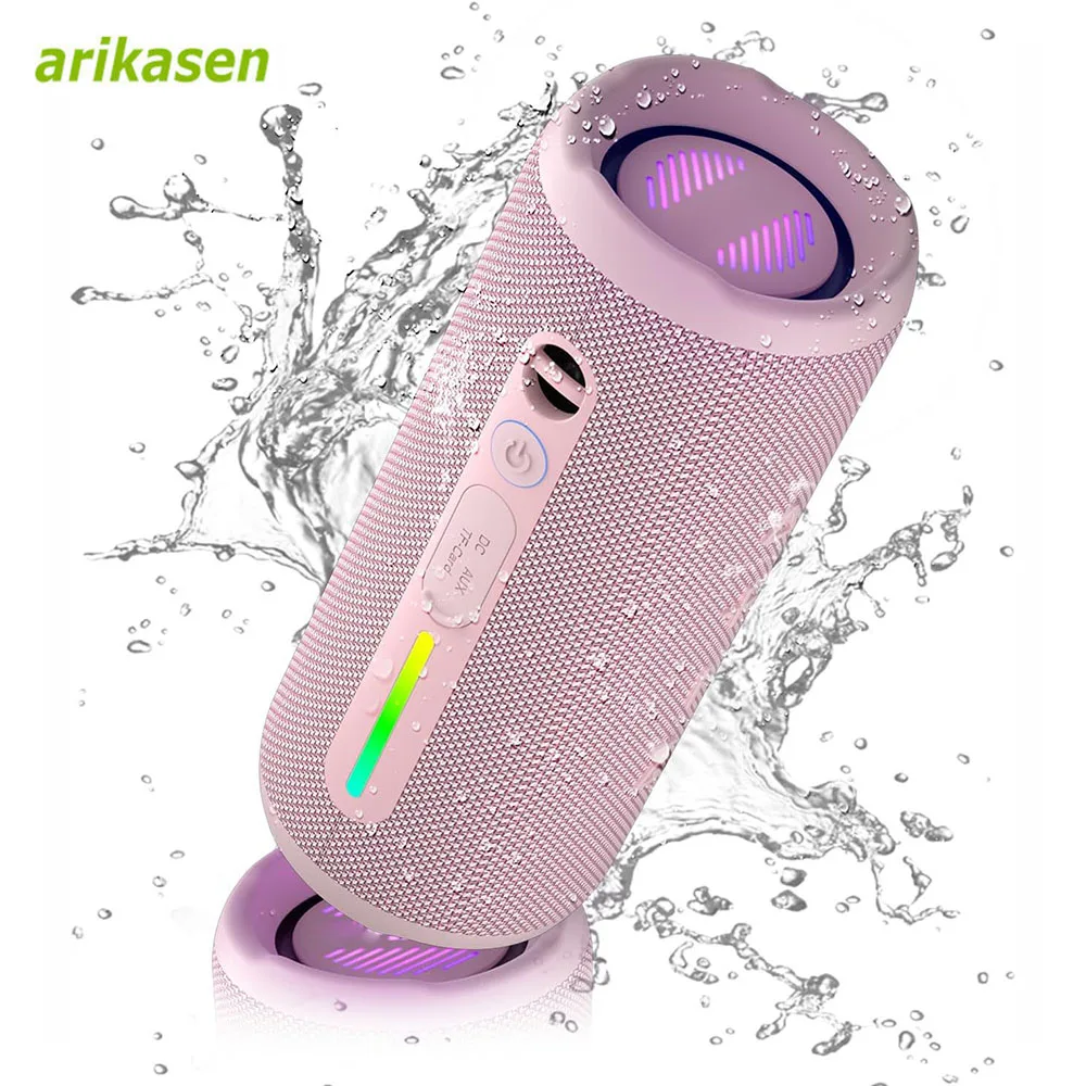 

30W Portable Bluetooth Speaker V5.3, Enhanced Bass, Rainbow Light Show, 30H Playtime, IPX7 Waterproof, Wireless Stereo Pairing