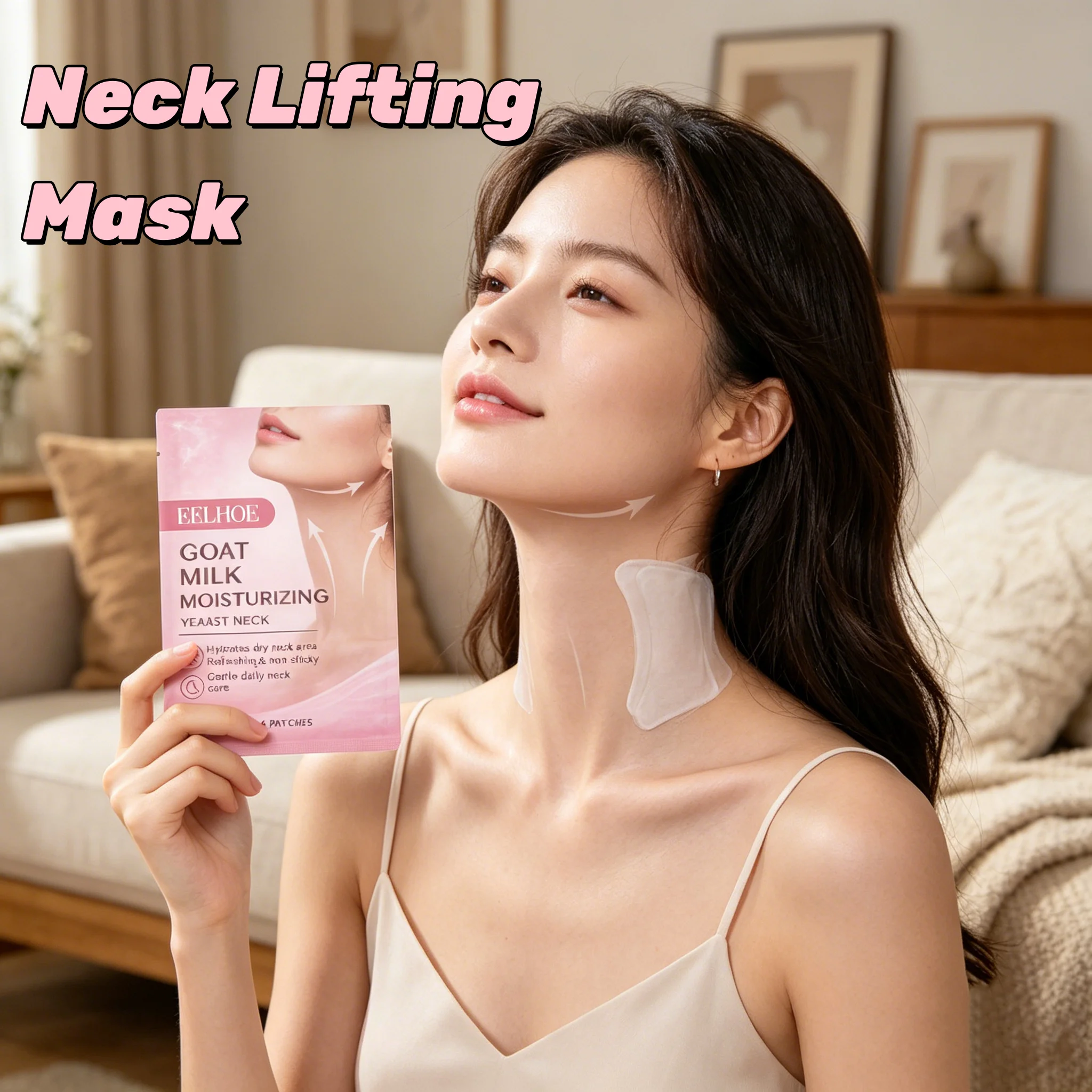 Goat Milk Centella Neck Mask Patches Hydrate Dry Skin Reduce Neck Lines Lifting Tightening Gentle Neck Care for All Skin Types