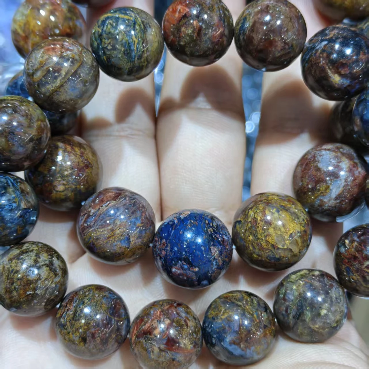 Natürliche, farbenfrohe Pietersite-Quarz-Perlen in AAA-Qualität, glatt, rund, lose Perlen für die Schmuckherstellung, Design-Armband, elastisches Seil, handgefertigter Schmuck – Detail 2