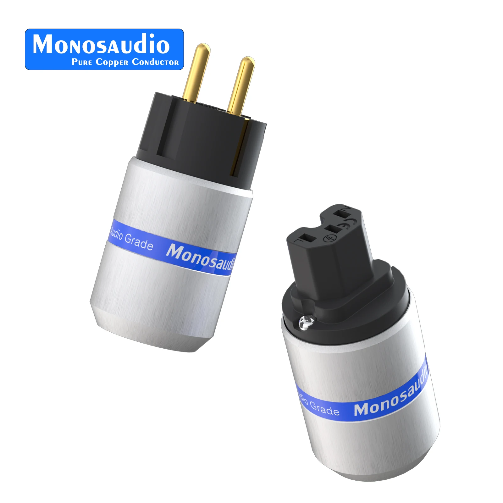 Monosaudio ue schuko plugue de alimentação cobre puro 24k ouro ródio conector cabo alta fidelidade áudio adaptador tomada alimentação da ue e106/f106