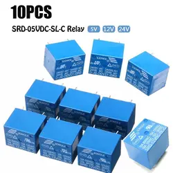 10pcs Mini PCB Type 5V 12V 24V DC 10A 5 Pin SRD-24VDC-SL-C Power Relay Relays SRD-05VDC-SL-C SRD-12VDC-SL-C