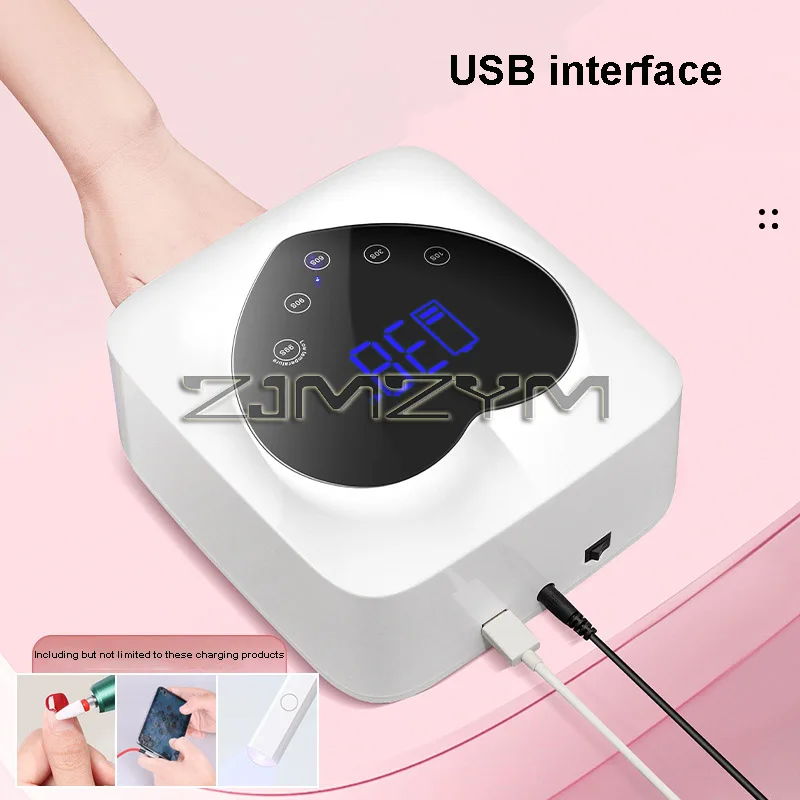 Lâmpada UV sem fio recarregável para unhas, Bateria embutida, Secador de unhas para manicure, Design do coração, Tela sensível ao toque LCD, 72W