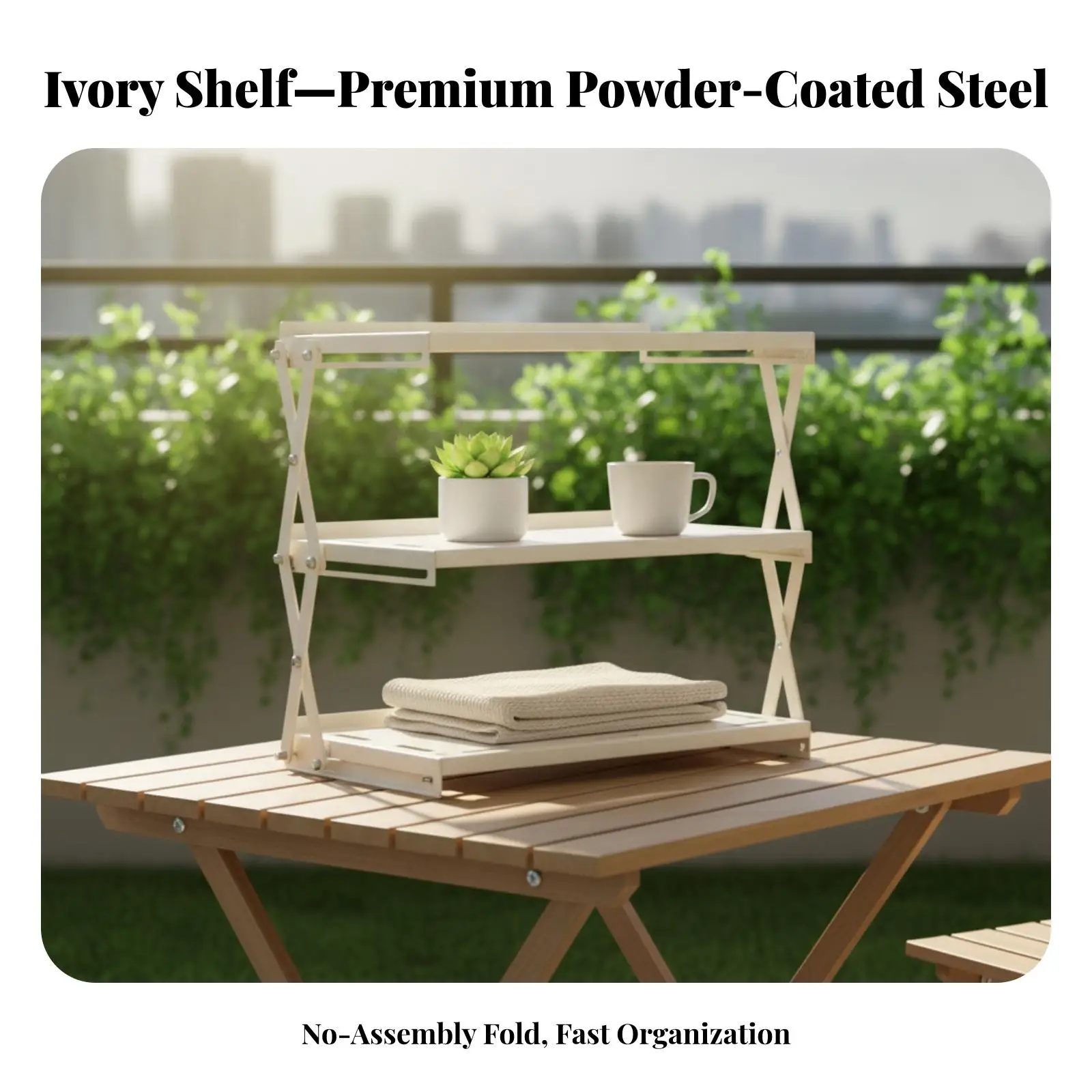 Folding Multipurpose Storage Rack Metal Camping Rack Outdoor Shelf Compact Stand