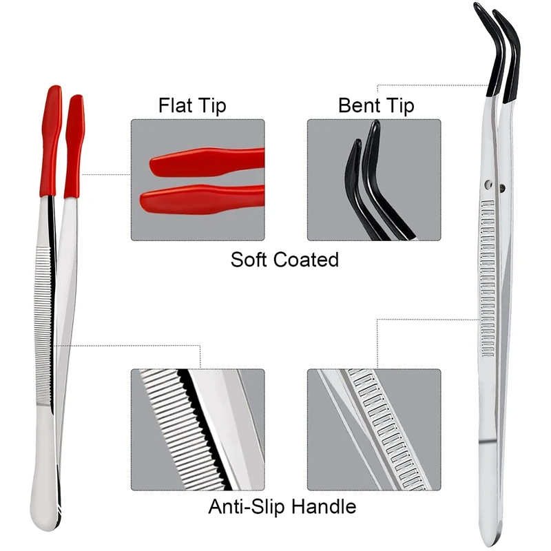 3 قطعة مجموعة الملقط الدقة المغلفة طويلة الملقط ، لصناعة مختبر الحرفية هواية الملقط كماشة أدوات المجوهرات