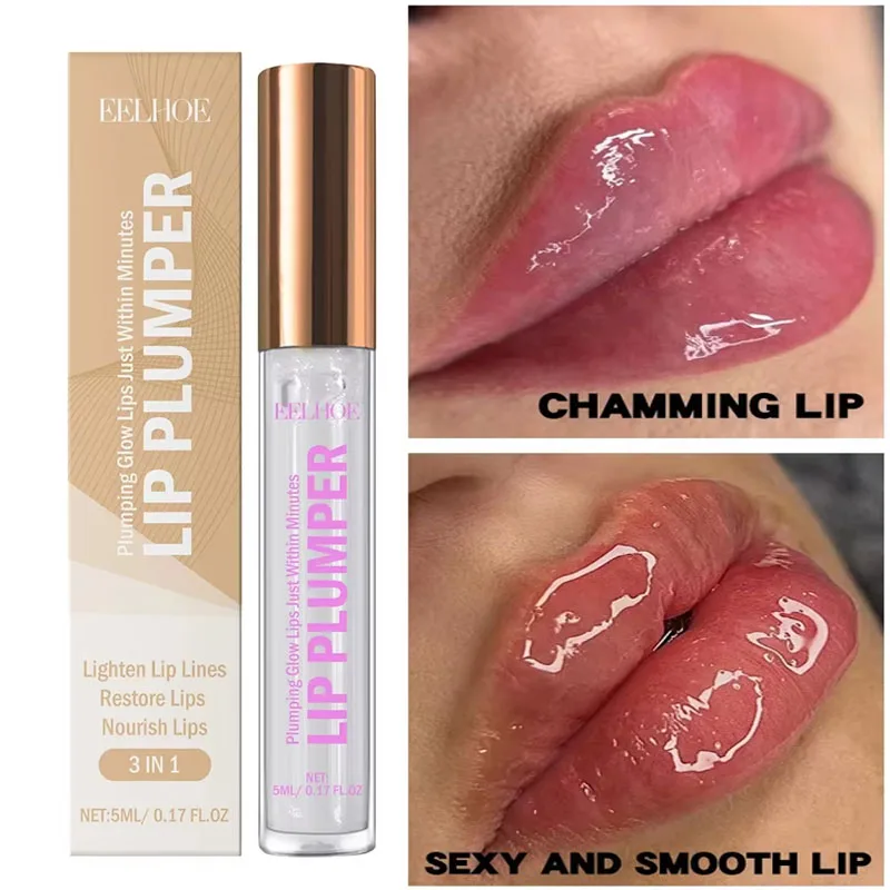 3 w 1 Instant Lip Plumping Serum Oil Volumising Enhancer Moisturizing Nourish Reduce Fine Lines Lip Plumper Gloss Sexy Lip Care