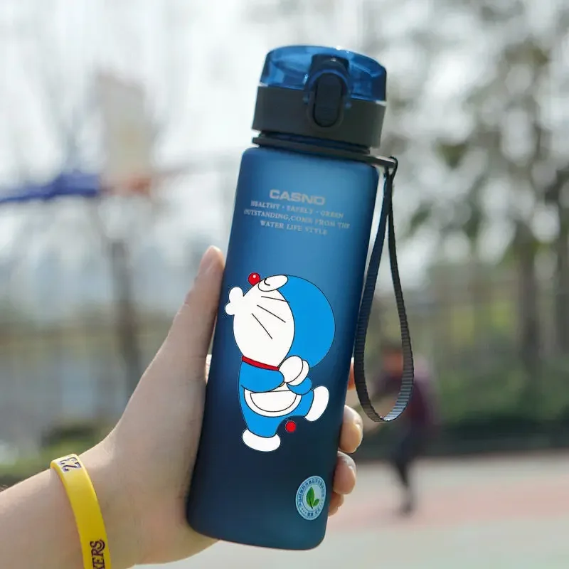 400/560ml Doraemon Sports Water Bottle Outdoor Water Bottle Drop Resistance Plastic Portable Water Cup Women Men Car Office Cup