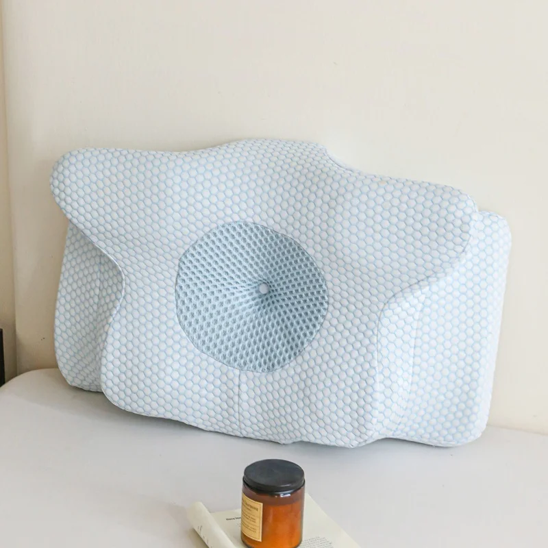 Memory Foam Pillow Adult Home Butterfly Ergonomic Partitioned Neck Support Slow Rebound Pillows Blue Washable Removable Case
