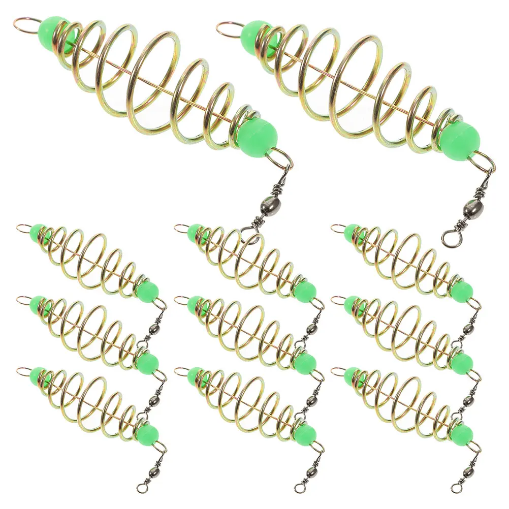 

25pcs Spring Luminous Bait Holder Cage Fishing Carp Rocket Stoppers Equipment Beads Traps Carbon Steel Keeper Float Night
