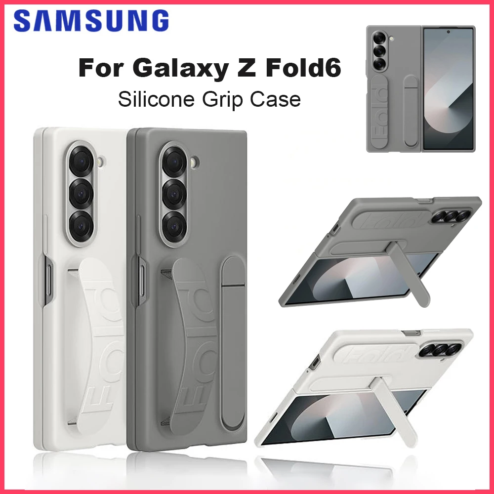 

Original for Samsung Galaxy Z Fold6 Silicone Grip Case with Finger Holder Standing Cover Shockproof Protective Case EF-MF956
