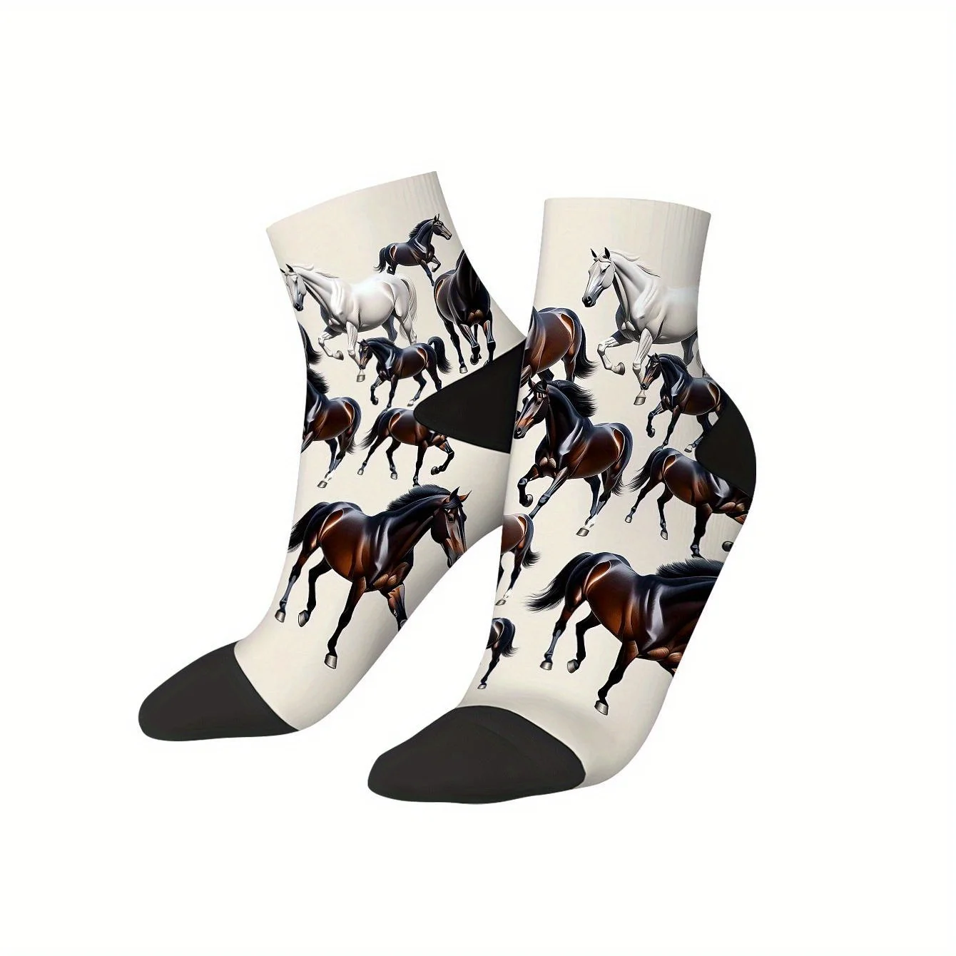 

High-quality 3D Printed Ankle Socks for Men Galloping Horse Pattern Fun and Cute Socks Summer Sports Short Socks Gift